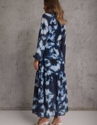 lovery Rochie Bleu marin cu o croială dreaptă cu model floral decorată cu o curea Acexia