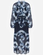 lovery Rochie Bleu marin cu o croială dreaptă cu model floral decorată cu o curea Acexia