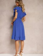 lovery Rochie bleumarin cu spate asimetric cu decolteu petrecut decorată cu o curea în talie Toridia