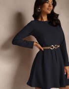 lovery Rochie bleumarin evazată cu croială clasică Temiriela