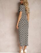 lovery Rochie Bodycon Negru-Bej cu Decolteu Petrecut Fentă și Drapaj Subtil Zaleatie