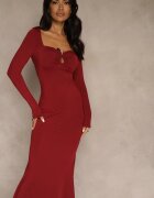 lovery Rochie Bordo de cocktail din viscoză Decorată cu o aplicație metalică Refane