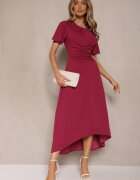 lovery Rochie Bordo evazată cu drapaj Odarene