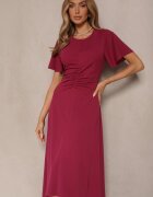 lovery Rochie Bordo evazată cu drapaj Odarene