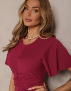 lovery Rochie Bordo evazată cu drapaj Odarene