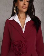lovery Rochie Bordo în stil sacou cu umeri întăriți decorată cu flori 3D Nelorien