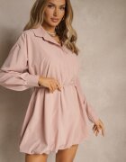 lovery Rochie cămașă Rozalie tip balon decorată cu curea Lavirivae