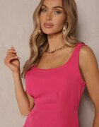 lovery Rochie Cloș Fucsia cu croi cambrat cu pliuri Sorviane