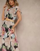 lovery Rochie cloș neagră decorată cu șnur și curea cu cataramă Sorisse