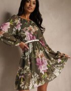lovery Rochie Cloș Verde închis Decorată cu model floral Zerovia