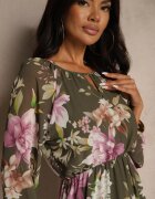 lovery Rochie Cloș Verde închis Decorată cu model floral Zerovia