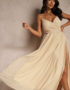 lovery Rochie Cocktail Bej Decorată cu Tul Deviora