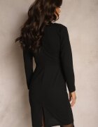 lovery Rochie de cocktail neagră cu croială mulată cu fundă pe umăr Innathia