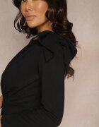 lovery Rochie de cocktail neagră cu croială mulată cu fundă pe umăr Innathia