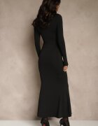 lovery Rochie de cocktail neagră cu vâscoză decorată cu aplicație metalică Refane