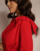 lovery Rochie De Cocktail Roșie cu croială mulată cu fundă pe umăr Innathia