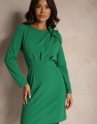 lovery Rochie de cocktail Verde închis cu croială ajustată cu fundă pe umăr Innathia