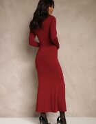 lovery Rochie de Cocktail Visinie cu Vâscoză și Cataramă Metalică la Decolteu Refire