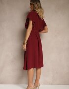 lovery Rochie Evazată Bordo cu curea și decolteu petrecut Brinnea