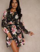 lovery Rochie evazată neagră cu model floral Zerovia