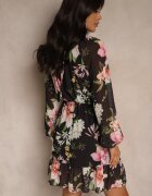 lovery Rochie evazată neagră cu model floral Zerovia