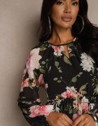lovery Rochie evazată neagră cu model floral Zerovia