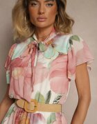 lovery Rochie Evazată Roză Decorată cu legătură și curea cu cataramă Sorisse
