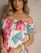 lovery Rochie Fucsia Spaniolă cu Imprimeu Floral și Curea Împletită Sadeene