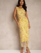 lovery Rochie Galbenă cambrată cu model floral Lirandra