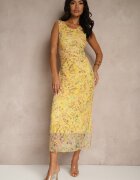lovery Rochie Galbenă cambrată cu model floral Lirandra