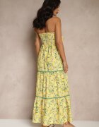 lovery Rochie Galbenă Decorată cu Fundă și cu Imprimeu de Lămâi Galionea