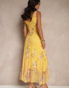 lovery Rochie Galbenă din plasă Florală Milosea