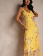 lovery Rochie Galbenă din plasă Florală Milosea