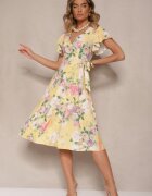 lovery Rochie Galbenă Petrecută Florală Atesalia