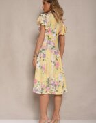 lovery Rochie Galbenă Petrecută Florală Atesalia