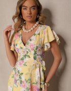 lovery Rochie Galbenă Petrecută Florală Atesalia