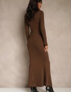 lovery Rochie Maro de Cocktail cu Viscoză Decorată cu Aplicație Metalică Refane