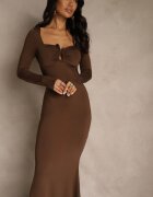 lovery Rochie Maro de Cocktail cu Viscoză Decorată cu Aplicație Metalică Refane