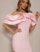 lovery Rochie Mini Roză cu Croi Cambrat cu Decolteu Spaniol Callacia