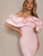 lovery Rochie Mini Roză cu Croi Cambrat cu Decolteu Spaniol Callacia