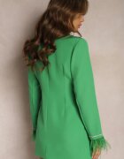 lovery Rochie Mini Sacou Cambrată Verde cu Pene și Zirconii Cammano