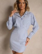 lovery Rochie Mulată Albastră Tip cămașă Cu dungi Mevistra