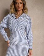 lovery Rochie Mulată Albastră Tip cămașă Cu dungi Mevistra