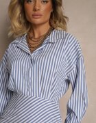 lovery Rochie Mulată Albastră Tip cămașă Cu dungi Mevistra