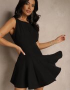 lovery Rochie Neagră cu croială evazată cu cusături Lenirae
