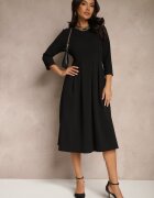 lovery Rochie Neagră cu croială evazată și cusături decorative Reanelis
