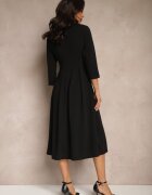 lovery Rochie Neagră cu croială evazată și cusături decorative Reanelis