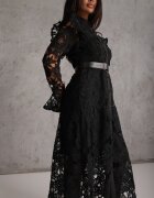 lovery Rochie Neagră Maxi din dantelă cu croială evazată Sedumma
