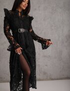 lovery Rochie Neagră Maxi din dantelă cu croială evazată Sedumma
