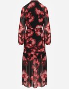 lovery Rochie Negru-Roșie cu croială dreaptă cu imprimeu floral decorată cu centură Acexia